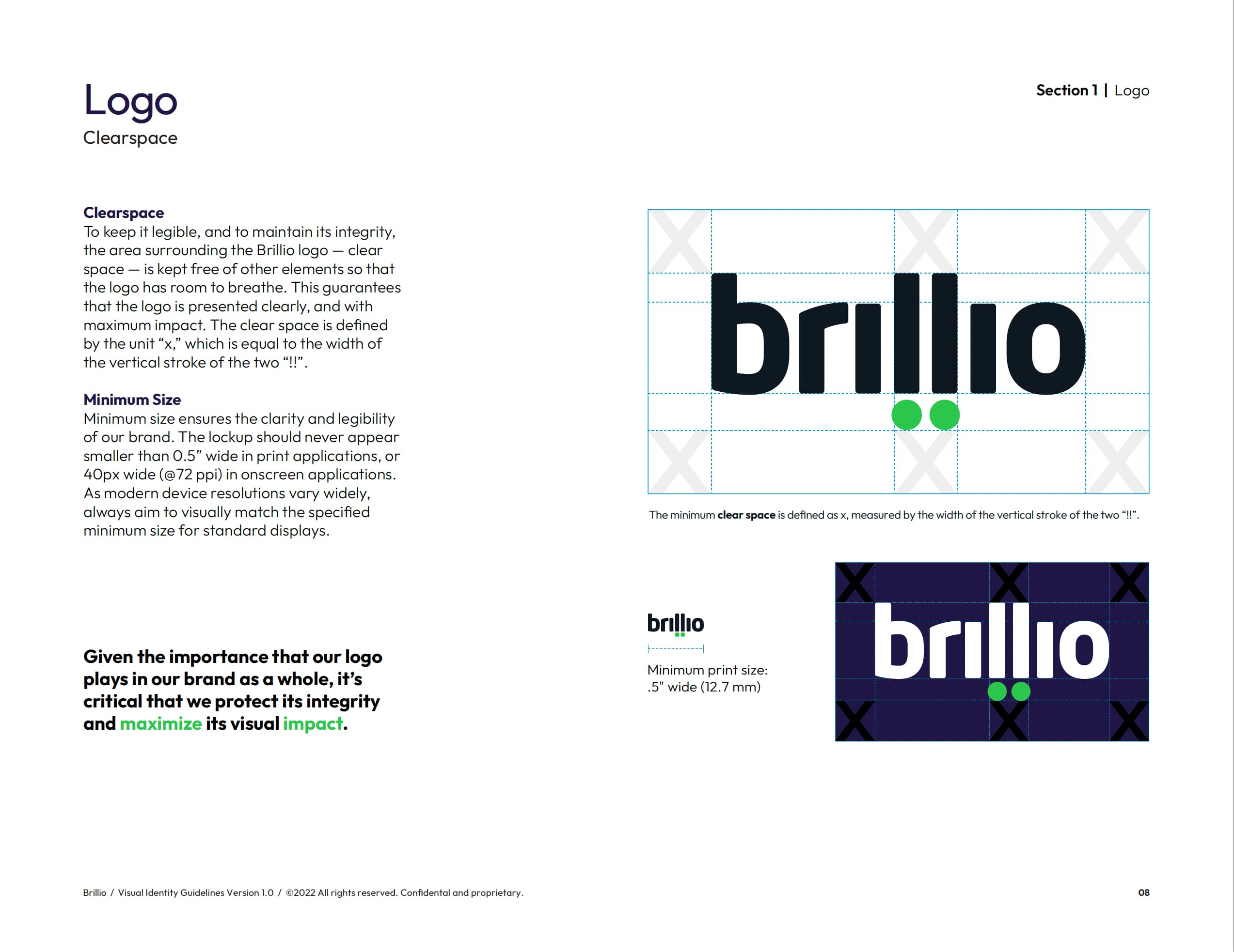 Brillio minimum size guidelines