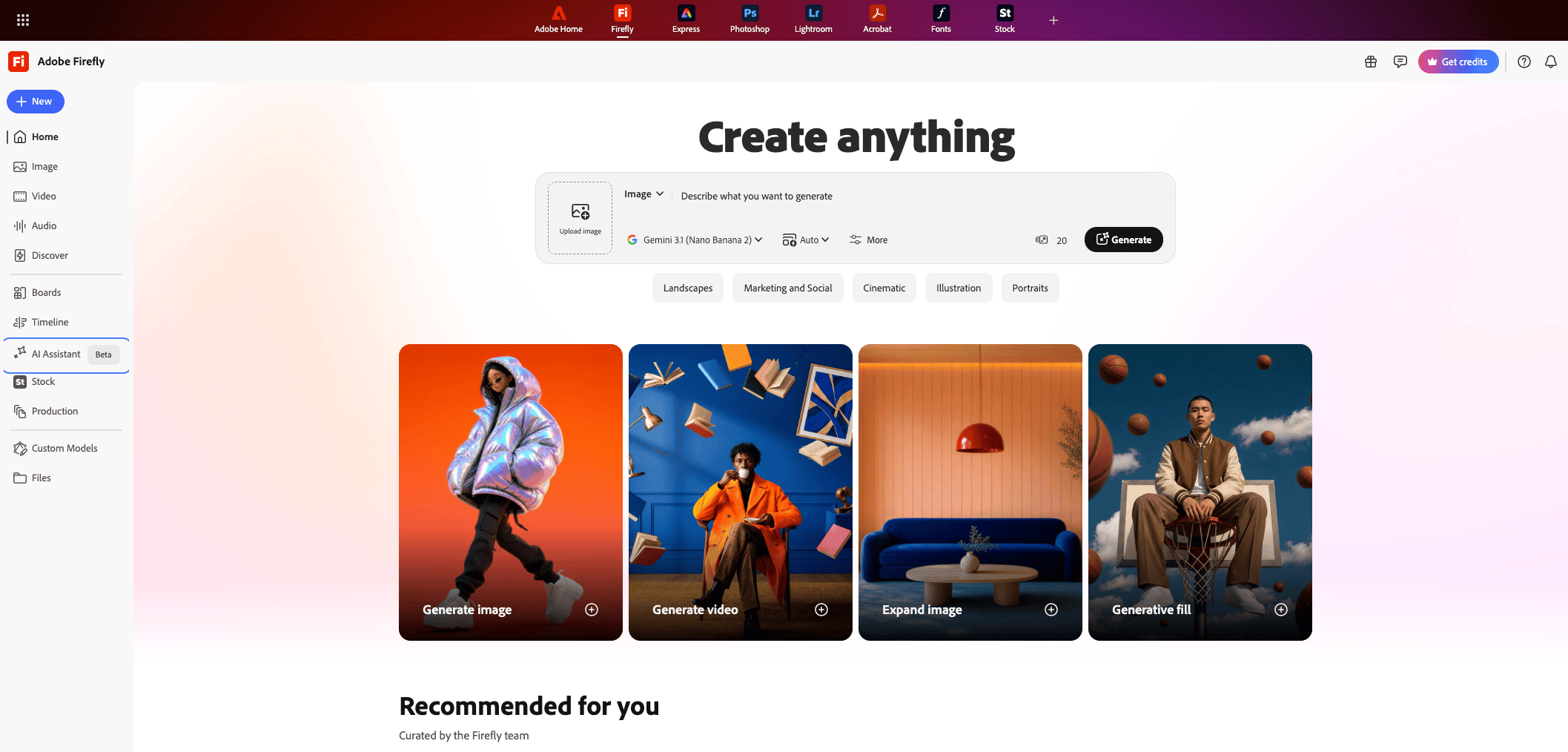 Adobe Firefly website
