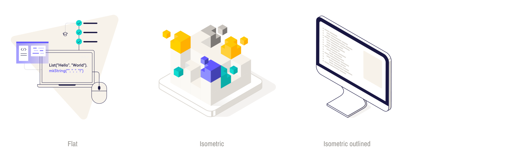 commercetools illustrations demonstrating a consistent visual style for technology branding