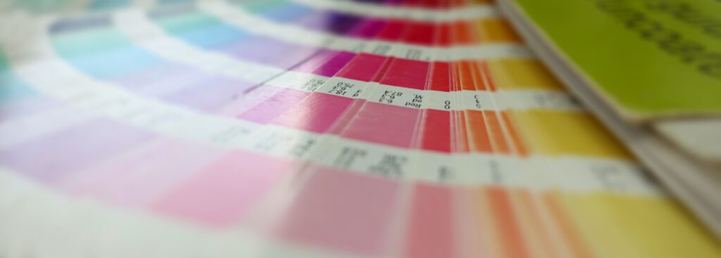 Pantone color swatches used to explore brand color guidelines and color consistency